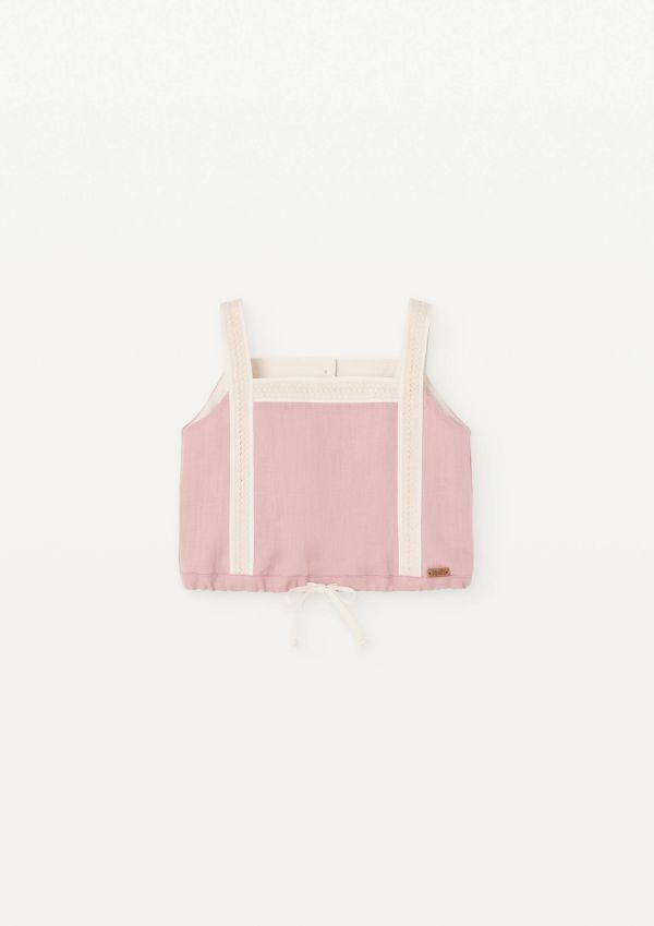 Popelin Linen Top with Straps 棉麻小可愛背心 - Pink 