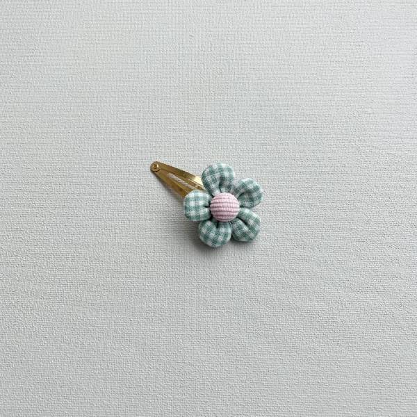 Lux and Dae Flower Clip - Dusty Green Gingham 