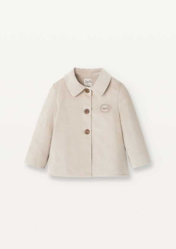 Popelin Velvet Coat with Lapel 天鵝絨大衣 - Beige 