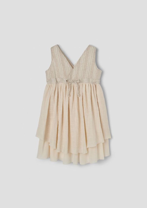 Popelin Gold Lurex Midi Dress with Crossover Front 層次背心Midi洋裝 