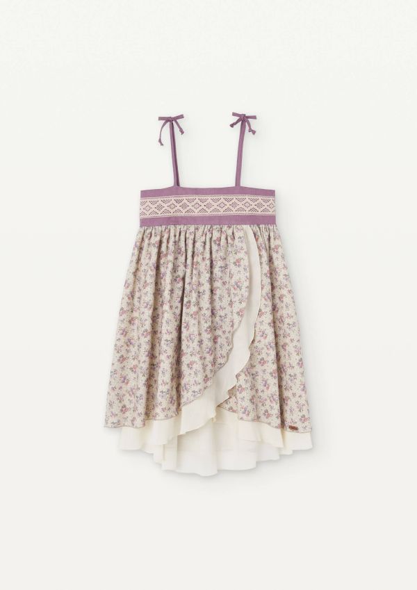 Popelin Double Layer Dress 細肩洋裝 - Mauve floral 