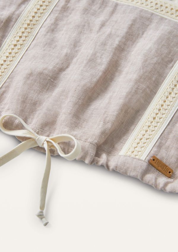 Popelin Linen Top with Straps 棉麻小可愛背心 - Sand 
