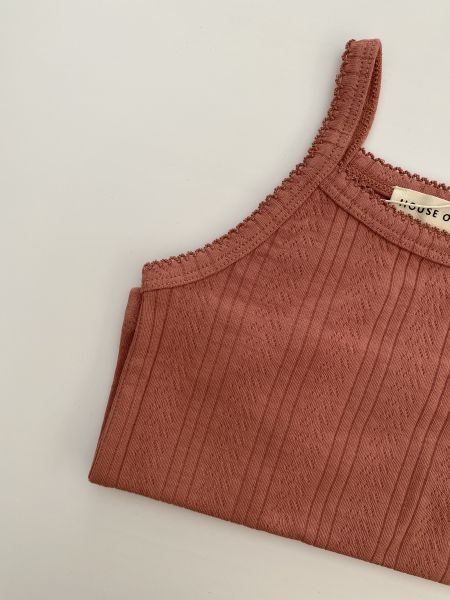 House of Jamie Spaghetti Top - Mahogany Blush Pointelle 