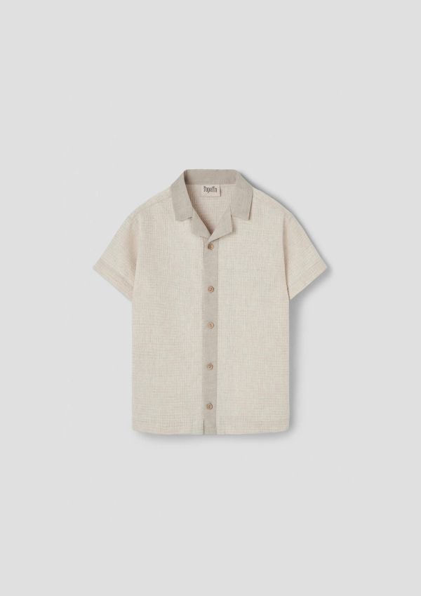 Popelin Sand Waffle Fabric Shirt with Lapel Collar 華夫格設計襯衫 