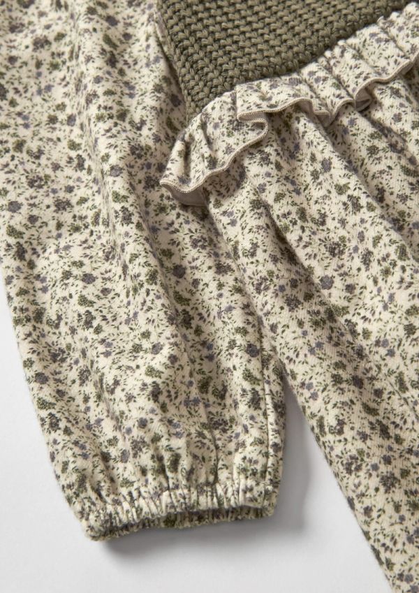 Popelin Dress with Knitted Yoke 針織碎花洋裝 - Floral Print 