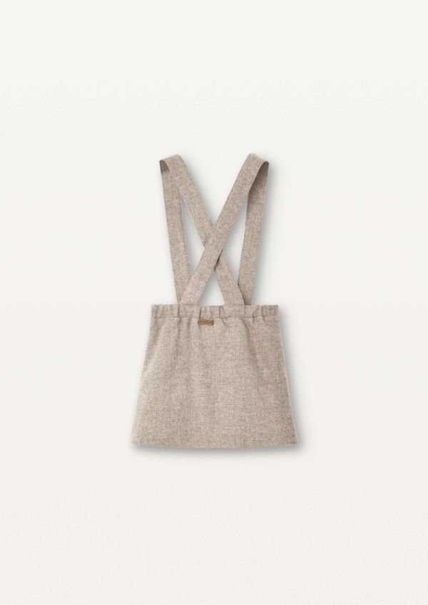 Popelin Woollen Skirt Embroidery with Straps 刺繡吊帶裙 - Sand 