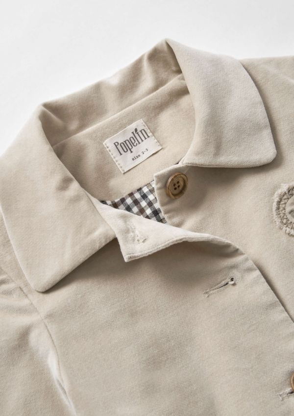 Popelin Velvet Coat with Lapel 天鵝絨大衣 - Beige 