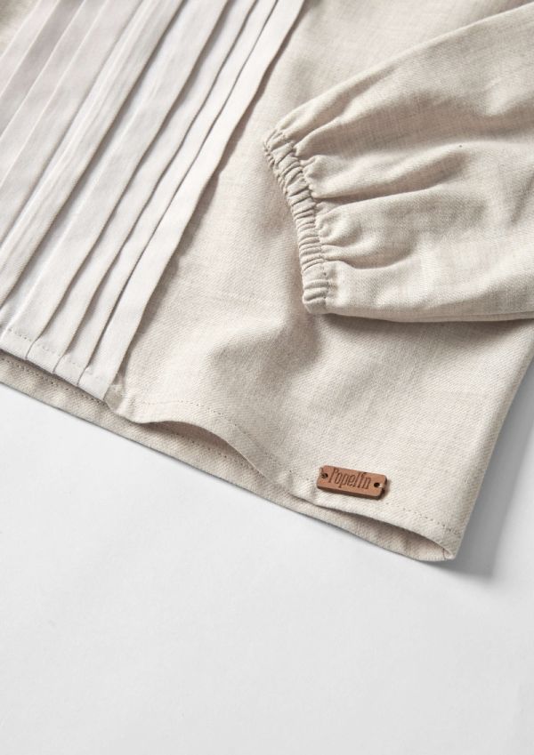 Popelin Shirt with Pleats 長袖百摺襯衫 - Sand 