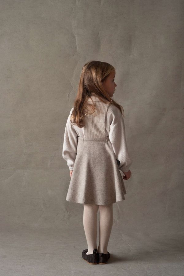 Popelin Short dress with knitted bib 針織背心及膝洋裝 -  Stone 