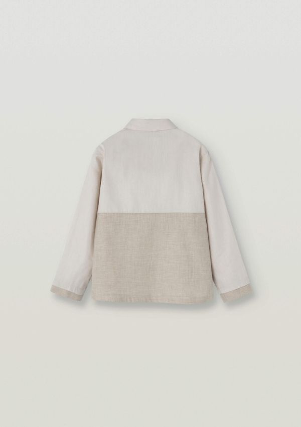 Popelin Contrast Shirt with Collar 拼接撞色襯衫 -  Off-white 