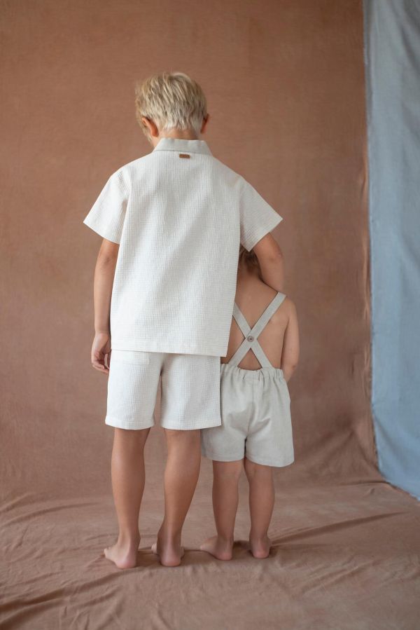 Popelin Sand Waffle Fabric Shirt with Lapel Collar 華夫格設計襯衫 