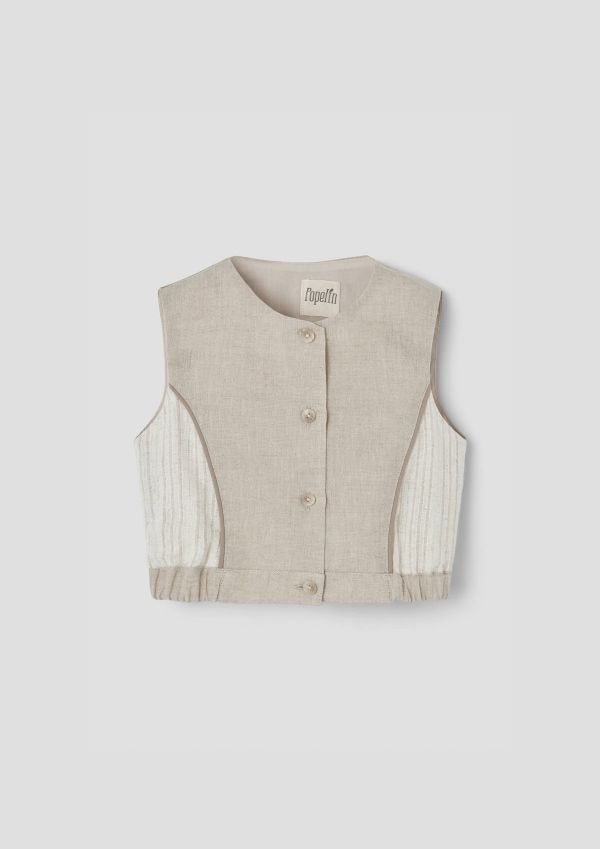 Popelin Silver lurex top with side panels 無袖短版上衣 