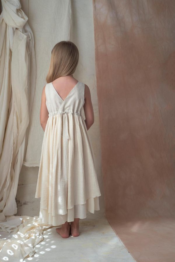 Popelin Gold Lurex Midi Dress with Crossover Front 層次背心Midi洋裝 