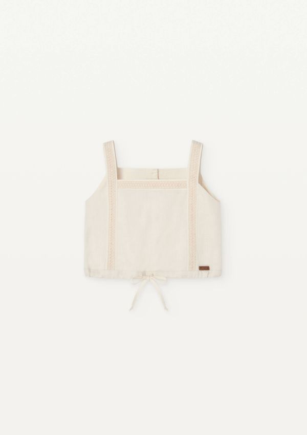Popelin Linen Top with Straps 棉麻小可愛背心 - Off-white 