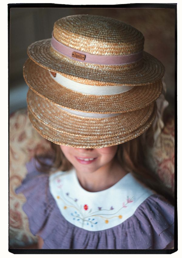 Popelin Natural Straw Hat 編織草帽 - Pink 
