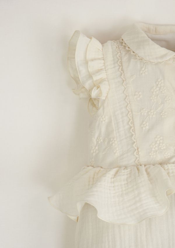 Popelin Organic Romper Suit with Collar 連身裙 - Off-white 