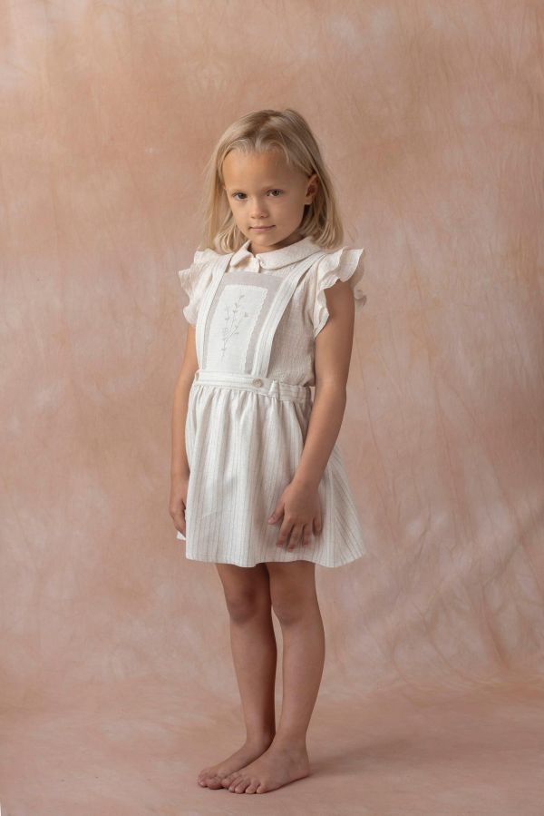 Popelin Silver Lurex Short Skirt with Embroidered Bid 刺繡吊帶裙 