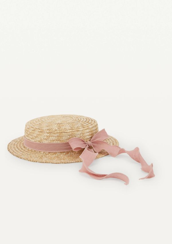 Popelin Natural Straw Hat 編織草帽 - Pink 