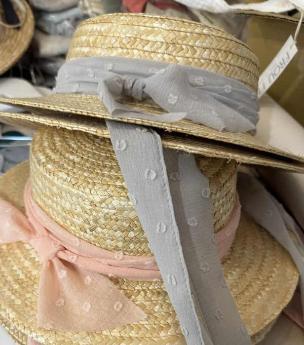 Frou Frou The Classic Straw Hat - Dotted Light Grey 