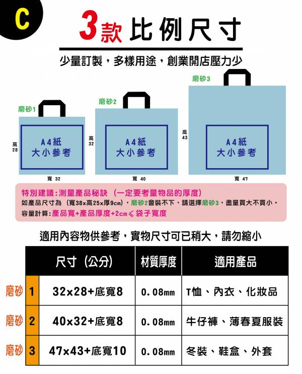 【C款_手提塑膠袋】磨砂款_少量客制LOGO-(500個起訂) 6色 